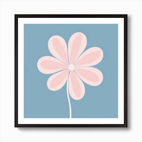 A White And Pink Flower In Minimalist Style Square Composition 60 Art Print