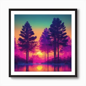 Sunset In The Forest 3 Art Print