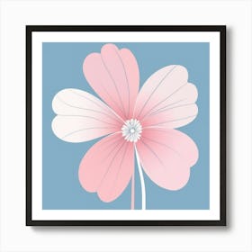 A White And Pink Flower In Minimalist Style Square Composition 267 Art Print