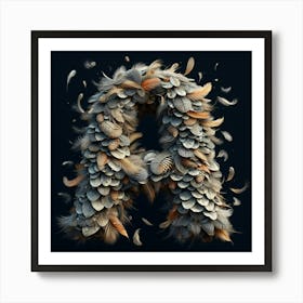 Letter A Made Of Feathers Art Print