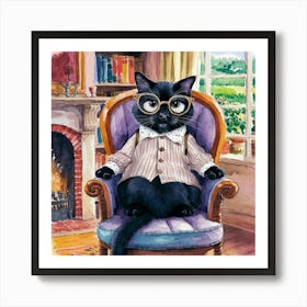 Cat In Glasses 1 Art Print