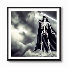 Skeleton Holding Sword 1 Art Print