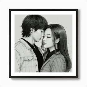 Korean Couple Art Print