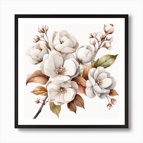 Cotton Flower branch 4 Art Print