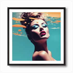 Swimming Retro Style 1 Art Print