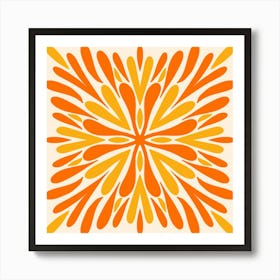 Symmetry Petals - yellow and orange Art Print