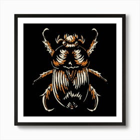 Scarab Beetle Insect Entomology Black Egyptian Art Print