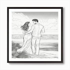 Couple On The Beach Art Print