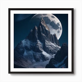 Full Moon Over Mountains 2 Art Print