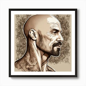 Man Strong Jaw Line Brown Eyes Artistic Looking Art Print