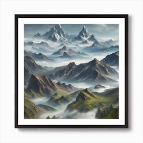 Gorgeous Mountains And Clouds Art Print