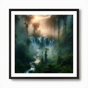 Waterfall In The Forest Art Print