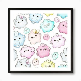 Cute Doodle Cartoon Seamless Pattern Art Print