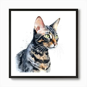 Black Bengal Cat Portrait Art Print