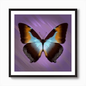 Mechanical Butterfly The Morpho Cisseis Gahua On A Purple Background Art Print