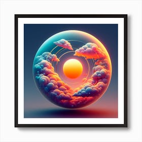 Sun And Clouds Orb Art Print