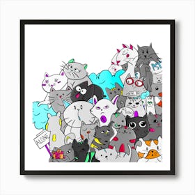 Bunch Of Cats Art Print