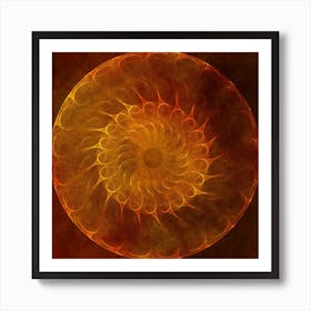 Shamanic Spiral Orange Warm Hues Fractal Chaos Art Print