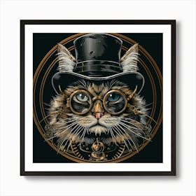 Steampunk Cat 24 Art Print