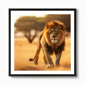 Lion In The Grass Art Print