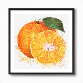 Glittery Tangerine Orange Sticker Overlay Design Element Art Art Print