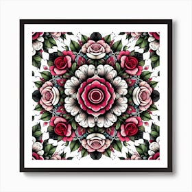 Mandala of roses Art Print