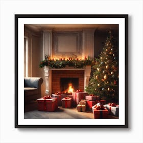 Christmas Tree In The Living Room 70 Art Print