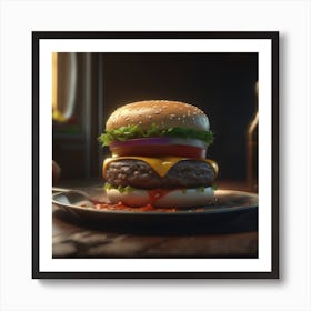 Burger On A Plate 106 Art Print