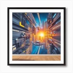 Futuristic City Wall Mural 1 Art Print