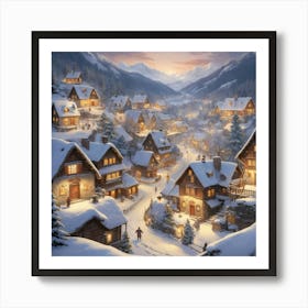 Village At Night Art Print Art Print