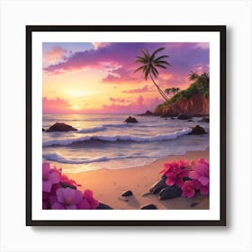 Sunset At The Beach Art Print