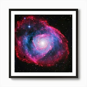 A Mesmerizing Spiral Galaxy Explosion Dappled In The Hues Of Pink And Red Celestial Bodies Transiti (6) Art Print