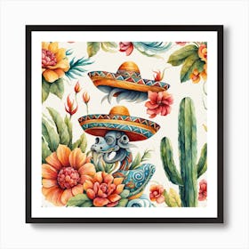 Watercolor Mexican Pattern Art Print