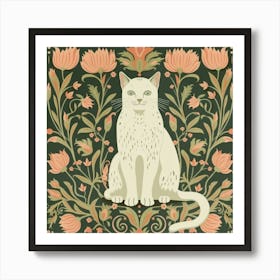 Cat In Floral Pattern Art Print