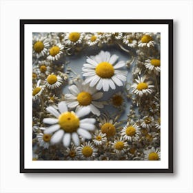 Frame Created From Chamomile On Edges And Nothing In Middle Haze Ultra Detailed Film Photography (5) Art Print