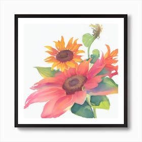 Watercolor Sunflowers 1 Art Print