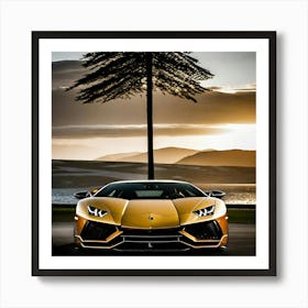 Golden Lamborghini 3 Art Print