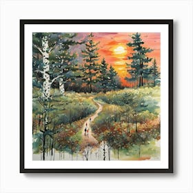 Sunset In The Woods 9 Art Print