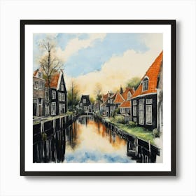 Canal In The Netherlands Art Print