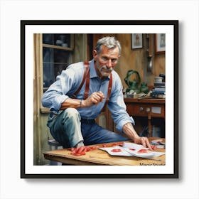 Man With A Knife Art Print