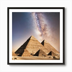 Pyramids And Milky Way Art Print