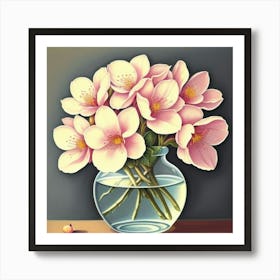 Pink Flowers In A Vase 1 Art Print