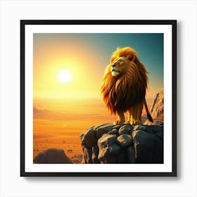 Lion In The Desert 5 Art Print