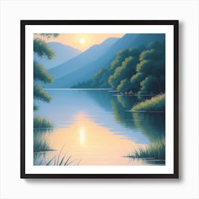 Sunset By The Lake Art Print