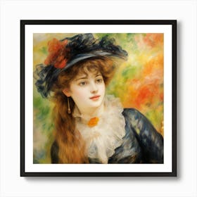 Lady In A Blue Hat Art Print