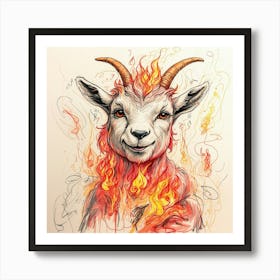 Goat On Fire 68 Art Print