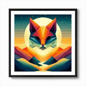 Peppercorn Low Poly Cat Art Print