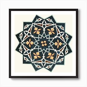 Green And Blue Floral Ornamental Tile From The Afghan Boundary Commission Art Print