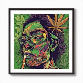 Psychedelic Woman Smoking Marijuana Art Print