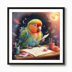 Parrot Writing 1 Art Print